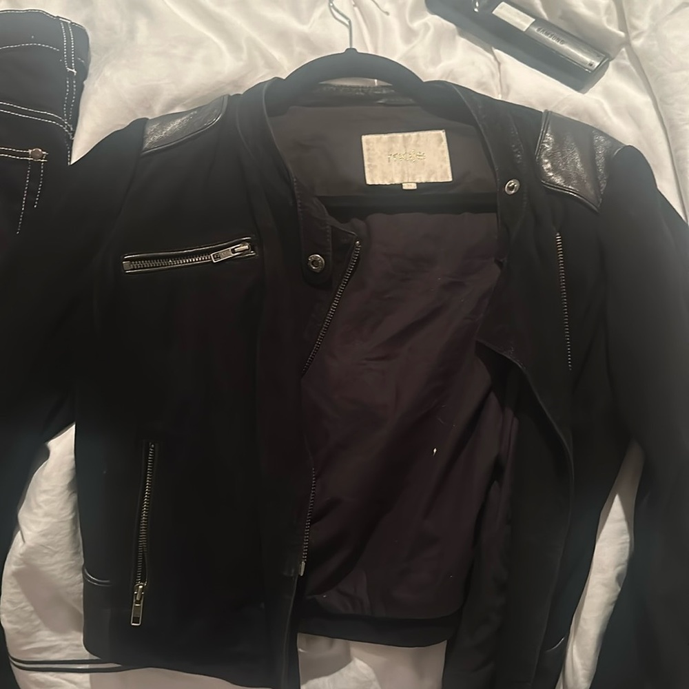 Maje best jacket with leather bottoms and suede